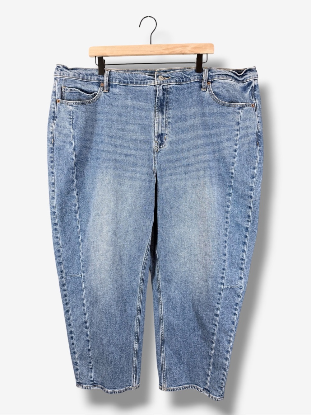 Old Navy High Rise Barrel Leg Jeans Size 22 Light Wash Seamed Ankle Denim